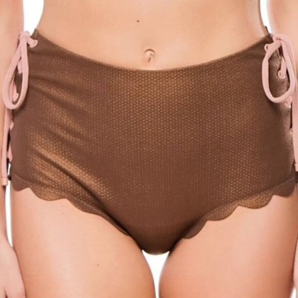 Marysia Swim Palm Springs High-Waist Bikini Bottom – Metallic Brown – Size L - Picture 4 of 10